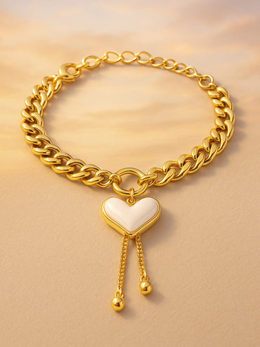 Rubans 18K Gold Plated Stainless Steel Tarnish-Free Waterproof Demi-Fine Heart Bracelet Bracelet