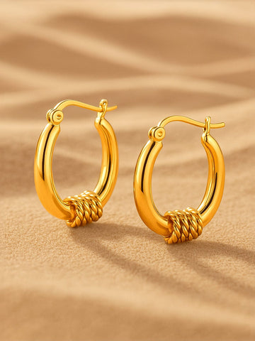 Rubans 18K Gold Plated Stainless Steel Tarnish-Free Waterproof Demi-Fine Hoop Earrings Earrings