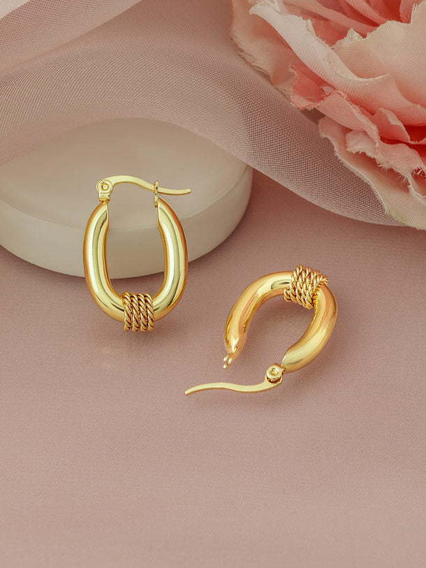Rubans 18K Gold Plated Stainless Steel Tarnish-Free Waterproof Demi-Fine Hoop Earrings Earrings