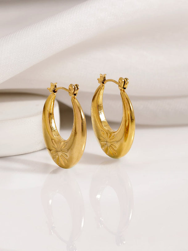 Rubans 18K Gold Plated Stainless Steel Tarnish Free Waterproof Demi-Fine Hoop Earrings Earrings