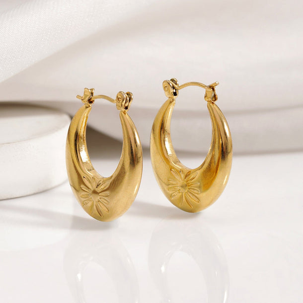 Rubans 18K Gold Plated Stainless Steel Tarnish Free Waterproof Demi-Fine Hoop Earrings Hoop Earrings