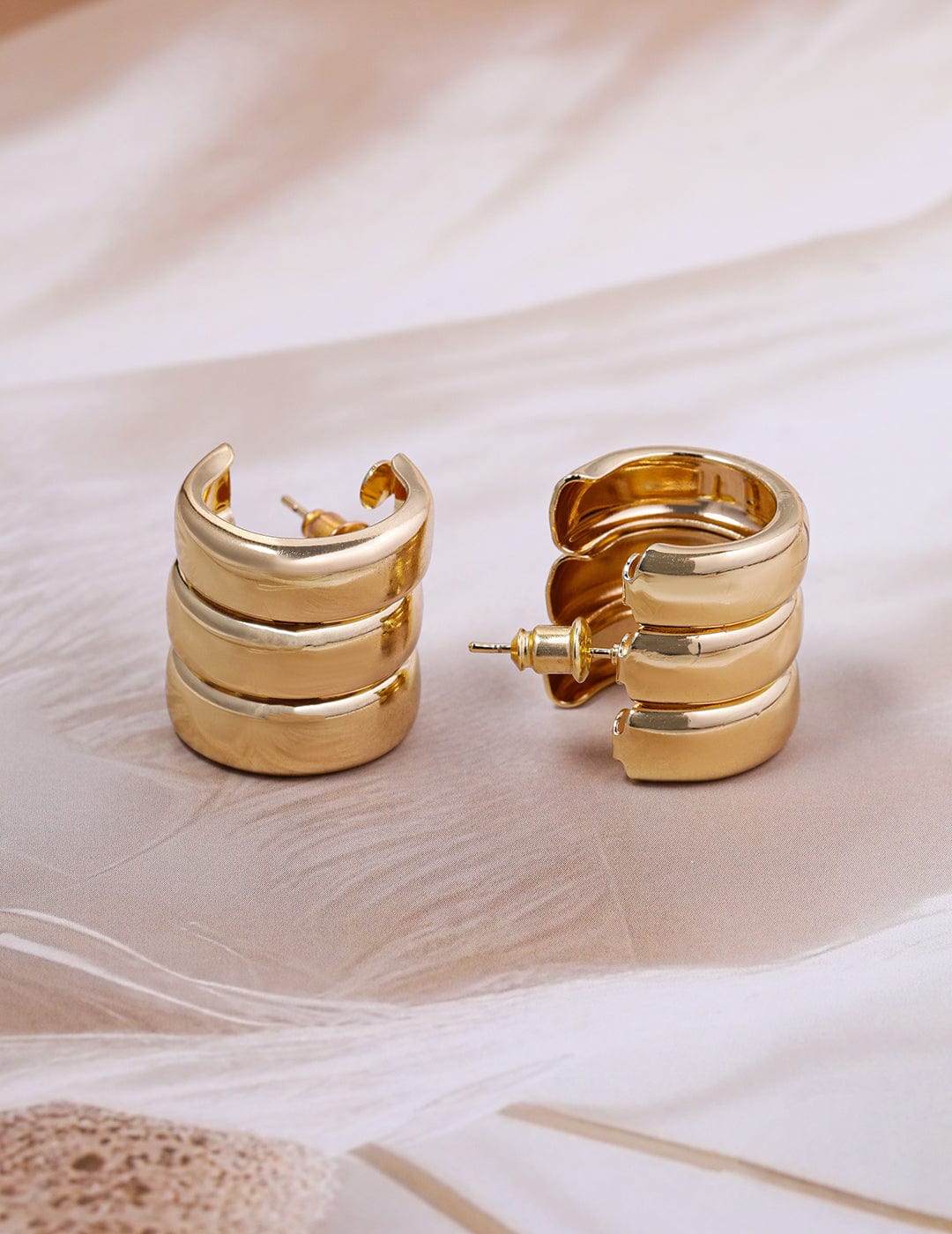 Rubans 18K Gold Plated Stainless Steel Tarnish Free Waterproof Demi-Fine Stud Earrings