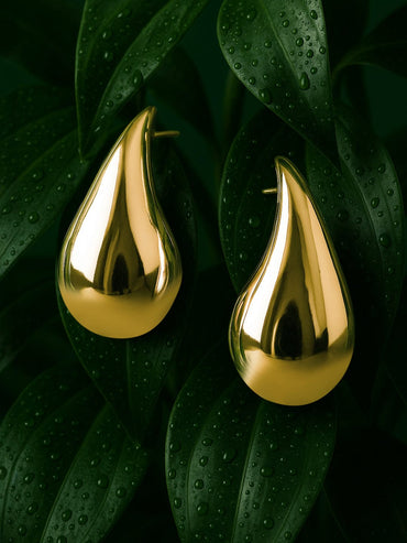 Rubans 18K Gold Plated Stainless Steel Tarnish-Free Waterproof Demi-Fine TearDrop Earrings Earrings