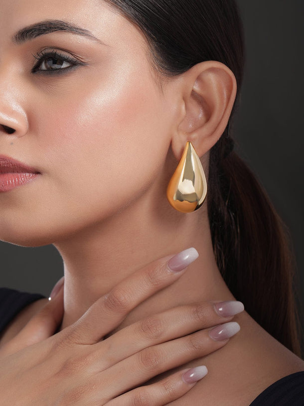 Rubans 18K Gold Plated Stainless Steel Tarnish-Free Waterproof Demi-Fine TearDrop Earrings Earrings