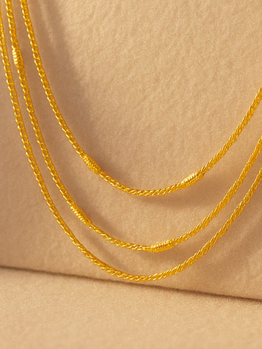 Rubans 18K Gold-Plated Stainless Steel Tarnish-Free Waterproof Double-Layer Necklace with Gold Bead Details Necklace & Chains