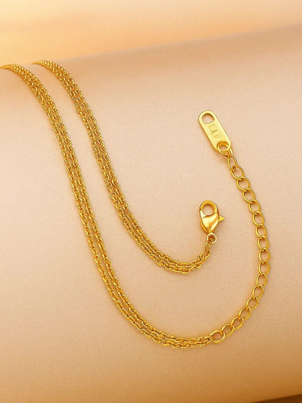 Rubans 18K Gold-Plated Stainless Steel Tarnish-Free Waterproof Dual Layer Necklace with Multicolor Clover Charms Necklace & Chains