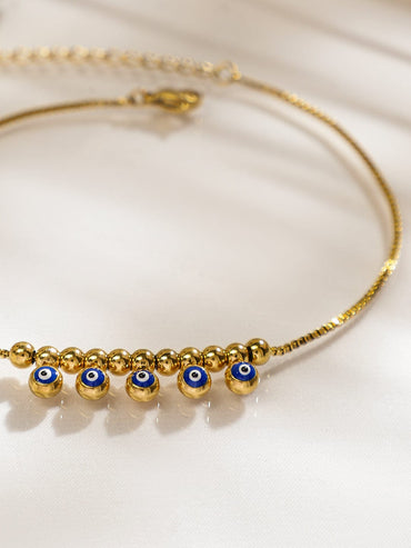 Rubans 18K Gold-Plated Stainless Steel Tarnish-Free Waterproof Evil Eye Anklet for Women Anklets