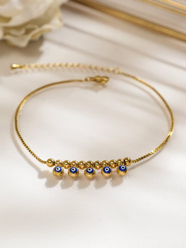 Rubans 18K Gold-Plated Stainless Steel Tarnish-Free Waterproof Evil Eye Anklet for Women Anklets