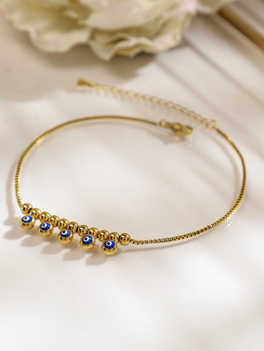 Rubans 18K Gold-Plated Stainless Steel Tarnish-Free Waterproof Evil Eye Anklet for Women Anklets