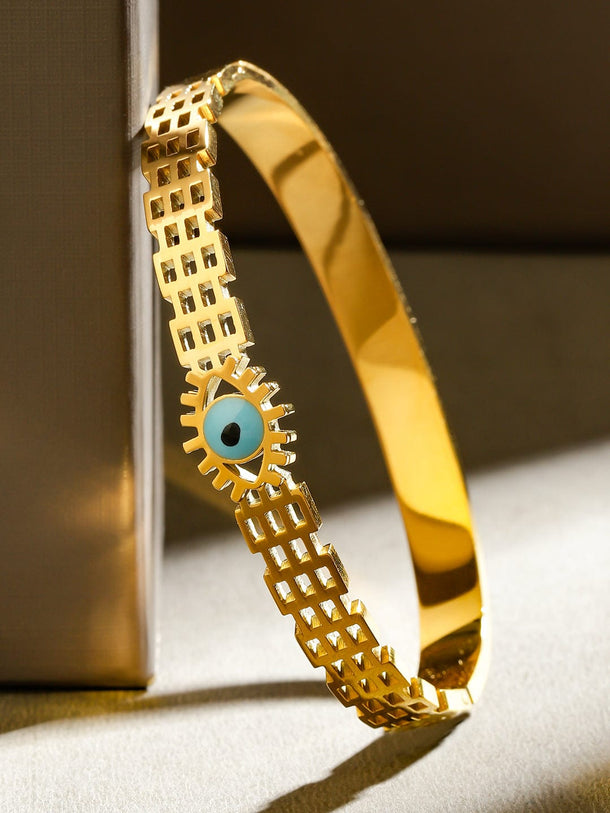 Rubans 18K Gold-Plated Stainless Steel Tarnish-Free Waterproof Evil Eye Openable Bracelet Wristwear