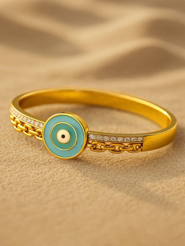 Rubans 18K Gold-Plated Stainless Steel Tarnish-Free Waterproof Evil Eye Zirconia Bracelet Bracelet