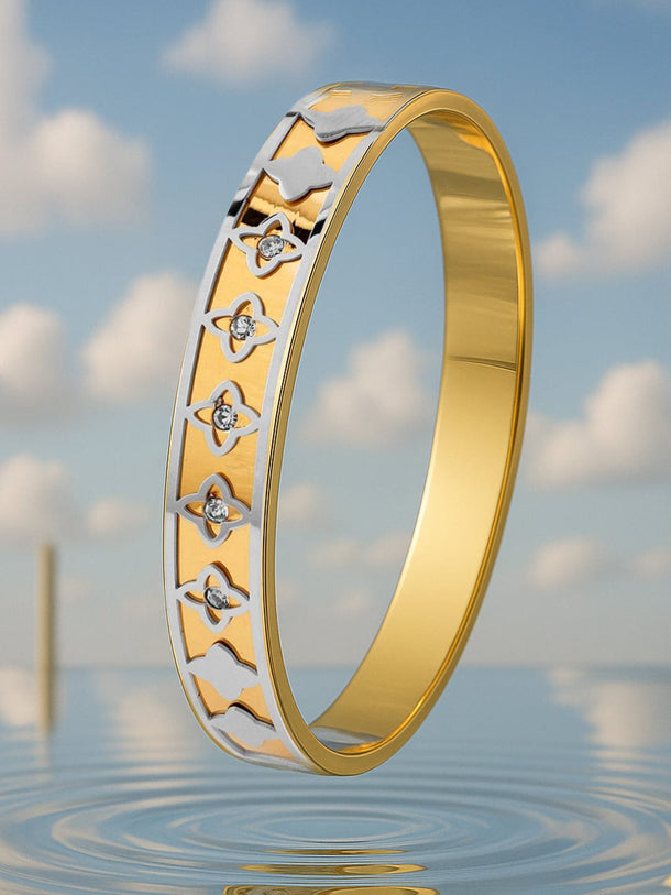 Rubans 18K Gold-Plated Stainless Steel Tarnish-Free Waterproof Floral Cutout Openable Bracelet Bracelets