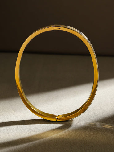 Rubans 18K Gold-Plated Stainless Steel Tarnish-Free Waterproof Floral Cutout Openable Bracelet Wristwear