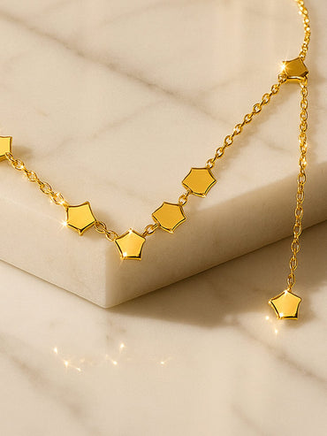 Rubans 18K Gold-Plated Stainless Steel Tarnish-Free Waterproof Geometric Star Charm Necklace Necklace & Chains