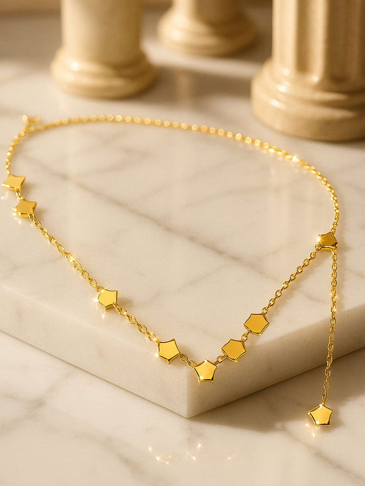 Rubans 18K Gold-Plated Stainless Steel Tarnish-Free Waterproof Geometric Star Charm Necklace Necklace & Chains