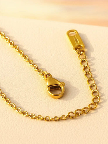 Rubans 18K Gold-Plated Stainless Steel Tarnish-Free Waterproof Heart Charm Chain Necklace with AD Stone Detailing Necklace & Chains