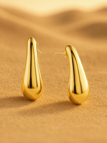 Rubans 18K Gold Plated Stainless Steel Tarnish-Free Waterproof Sculptural Drop Earrings Earrings
