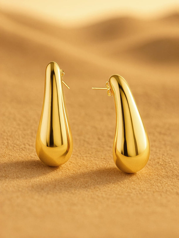 Rubans 18K Gold Plated Stainless Steel Tarnish-Free Waterproof Sculptural Drop Earrings Earrings