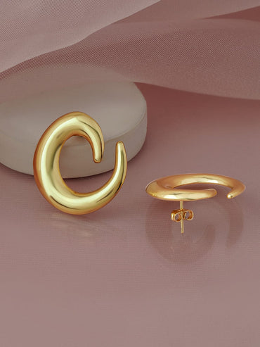 Rubans 18K Gold Plated Stainless Steel Tarnish-Free Waterproof Sculptural Swirl Earrings Earrings