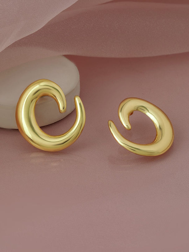 Rubans 18K Gold Plated Stainless Steel Tarnish-Free Waterproof Sculptural Swirl Earrings Earrings