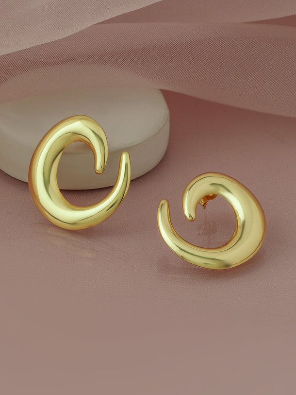 Rubans 18K Gold Plated Stainless Steel Tarnish-Free Waterproof Sculptural Swirl Earrings Earrings