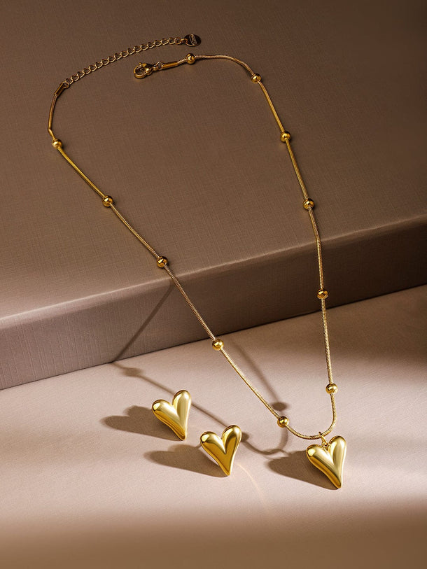 Rubans 18K Gold-Plated Stainless Steel Tarnish-Free Waterproof Sea-Inspired Charm Necklace Jewellery Set