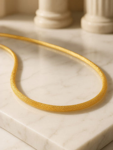 Rubans 18K Gold-Plated Stainless Steel Tarnish-Free Waterproof Sleek Flat Chain Choker Necklace Necklace & Chains