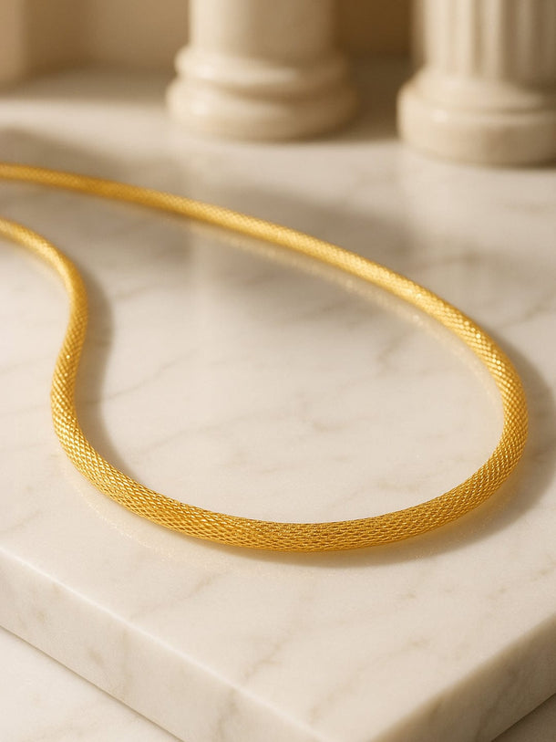 Rubans 18K Gold-Plated Stainless Steel Tarnish-Free Waterproof Sleek Flat Chain Choker Necklace Necklace & Chains