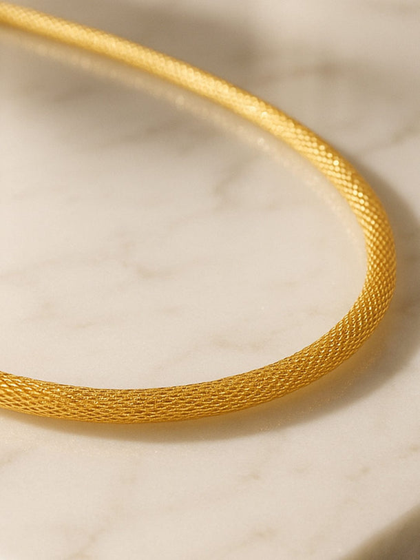 Rubans 18K Gold-Plated Stainless Steel Tarnish-Free Waterproof Sleek Flat Chain Choker Necklace Necklace & Chains