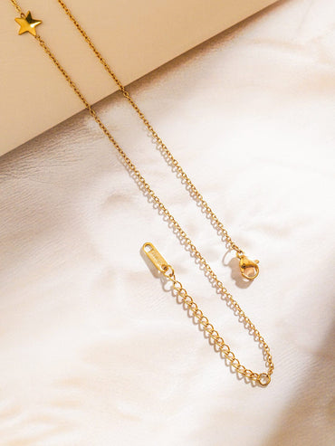 Rubans 18K Gold-Plated Stainless Steel Tarnish-Free Waterproof Star Charm Layered Necklace Necklace & Chains