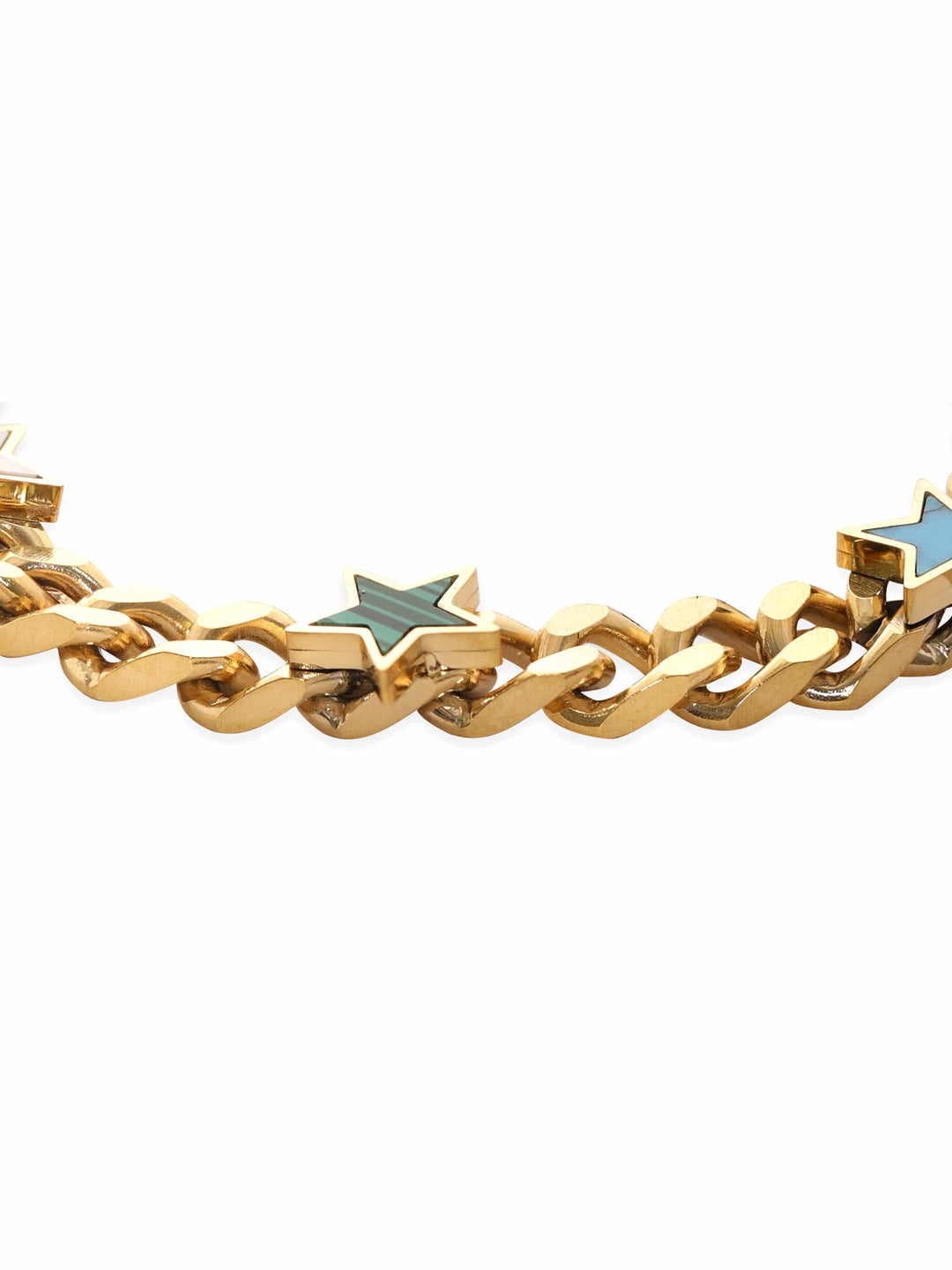 Rubans 18K Gold Plated Stainless Steel Tarnish-Free Waterproof Star Charm Link Bracelet Bracelets