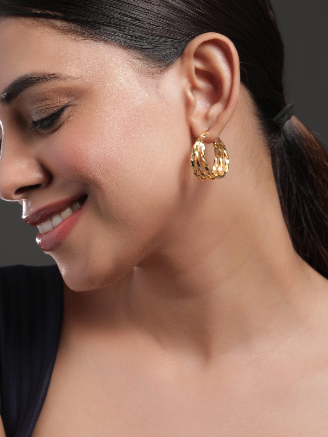 Rubans 18K Gold-Plated Stainless-Steel Tarnish-Free Waterproof Twisted Hoop Earrings Earrings