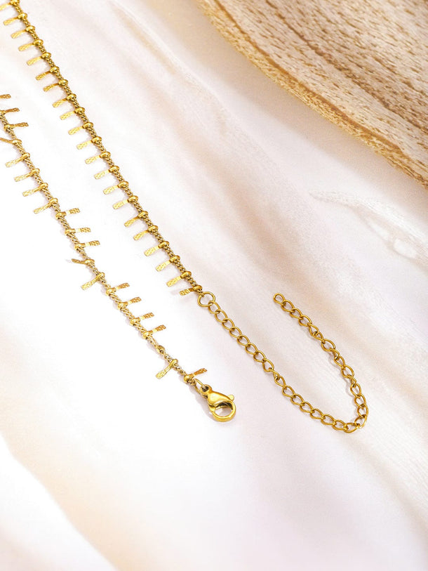Rubans 18K Gold-Plated Stainless Steel Tarnish-Free Waterproof Waist Chain with Delicate Dangling Bar Detailing