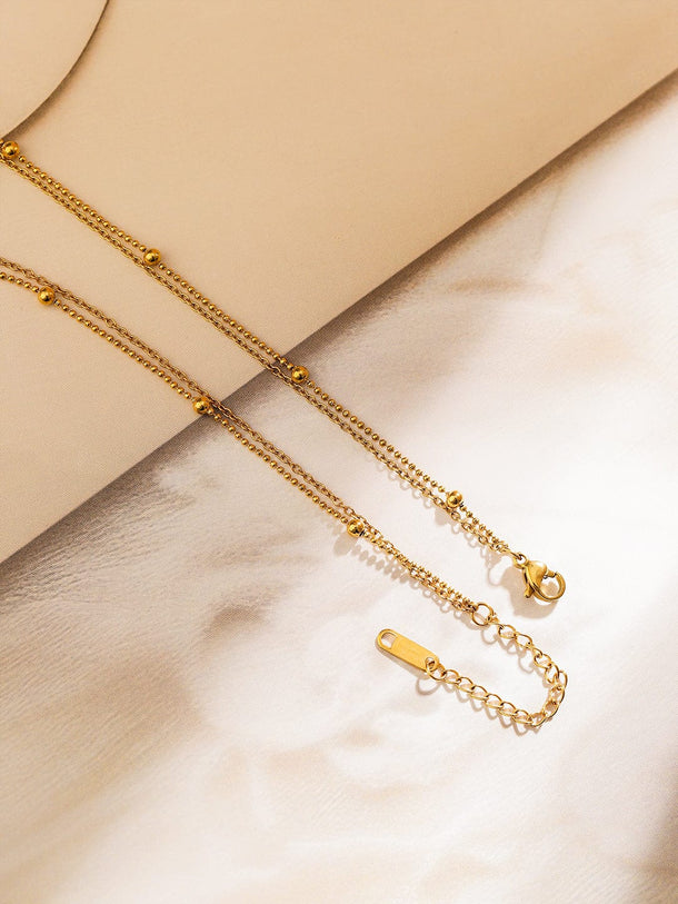 Rubans 18K Gold-Plated Stainless Steel TarnishFree Waterproof Chevron Charm Layer Necklace Necklace & Chains