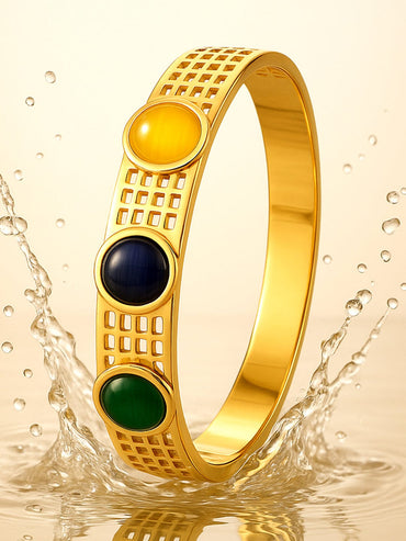 Rubans 18K Gold-Plated Stainless Steel TarnishFree Waterproof Multicolor-Gemstone Bracelet Bracelet