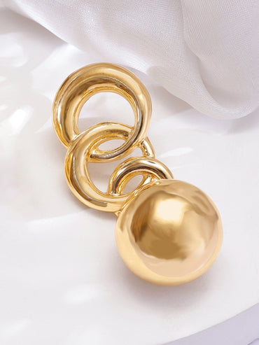 Rubans 18K Gold Plated Statement Chain Link Drop Earrings with Bold Sphere Design Earrings