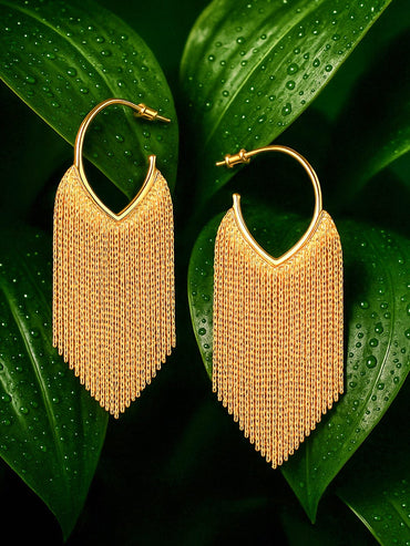 Rubans 18K Gold Plated Statement Long Multi-Strand Tassel Earrings Drop Earrings