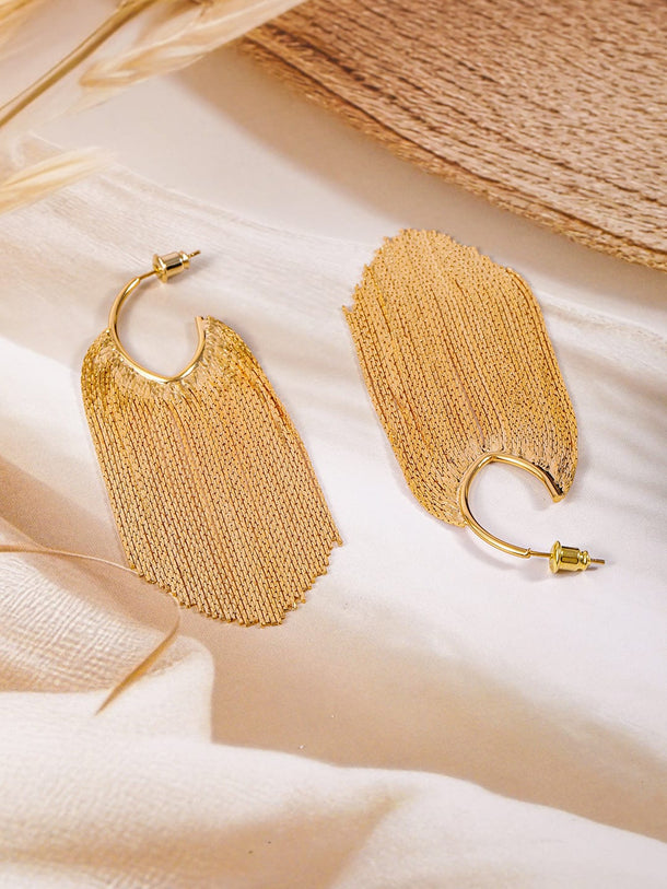 Rubans 18K Gold Plated Statement Long Multi-Strand Tassel Earrings Earrings
