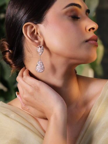 Rubans 18K Gold-Plated Teardrop Crystal Dangle Earrings Earrings