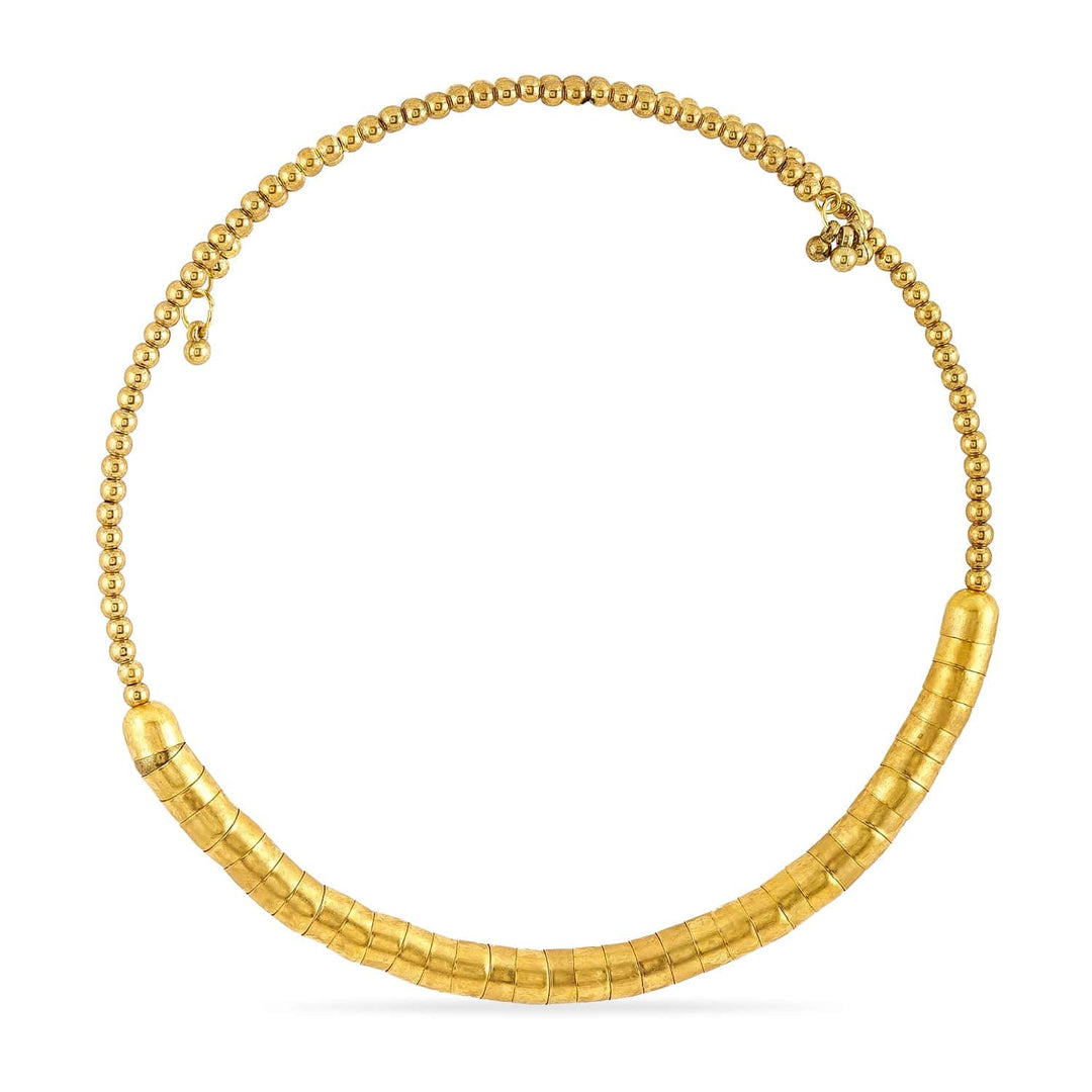 Rubans 18K Gold-Plated Textured Bead Statement Choker Necklace Necklace and Chains