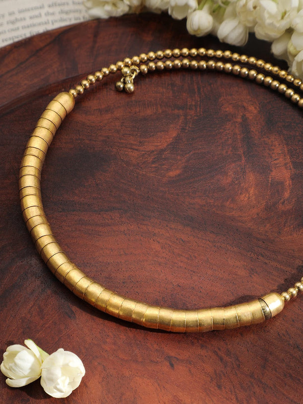 Rubans 18K Gold-Plated Textured Bead Statement Choker Necklace Necklace & Chains