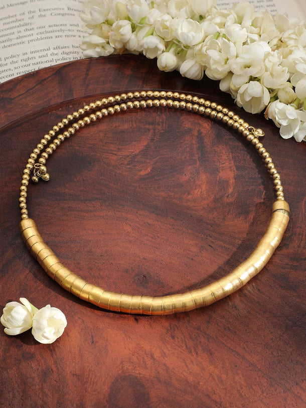 Rubans 18K Gold-Plated Textured Bead Statement Choker Necklace Necklace & Chains