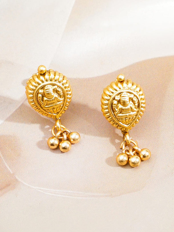 Rubans 18K Gold-Plated Traditional Brass Necklace Set with Golden Bead Detailing Jewellery Set