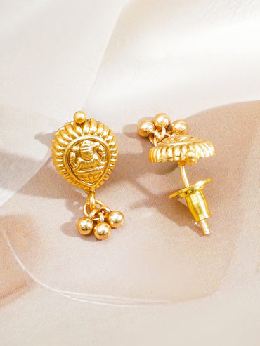 Rubans 18K Gold-Plated Traditional Brass Necklace Set with Golden Bead Detailing Jewellery Set