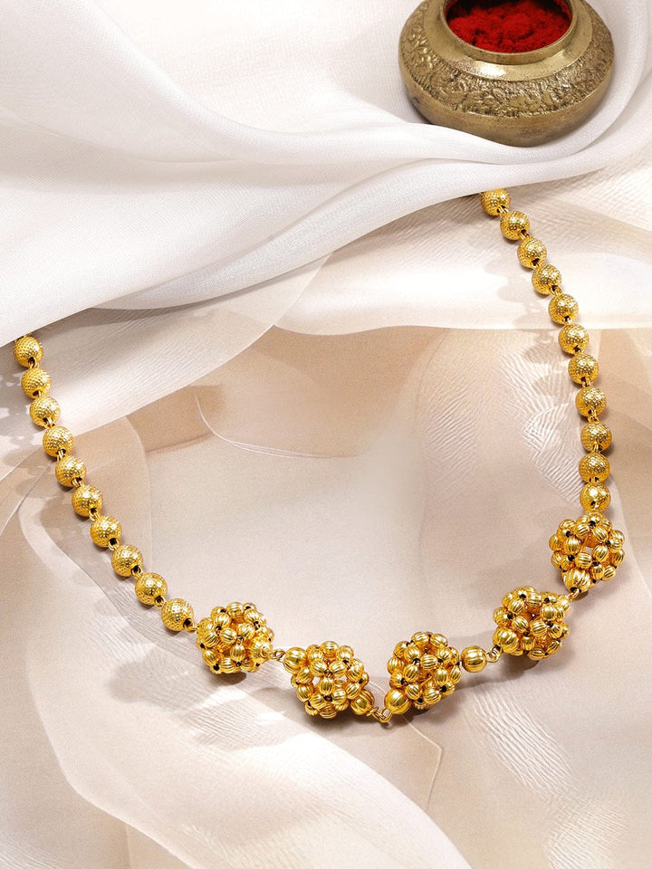 Rubans 18K Gold-Plated Traditional Matar Mala Style Golden Beaded Long Necklace Necklace & Chains