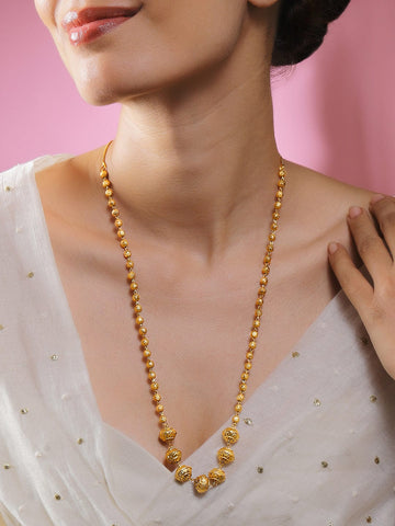 Rubans 18K Gold-Plated Traditional Matar Mala Style Golden Beaded Necklace Necklaces, Necklace Sets, Chains & Mangalsutra
