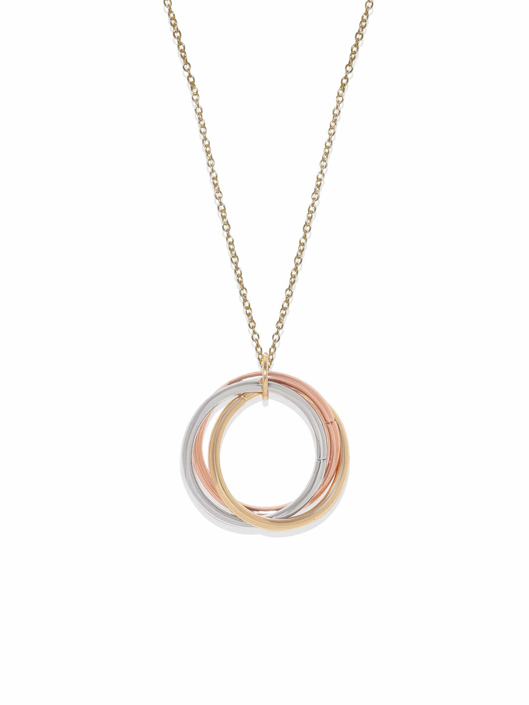 Rubans 18K Gold-Plated Triple Tone Circular Pendant Necklace in Gold, Silver & Copper Tone Necklace & Chain