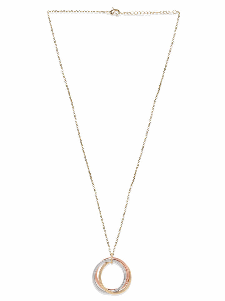 Rubans 18K Gold-Plated Triple Tone Circular Pendant Necklace in Gold, Silver & Copper Tone Necklace & Chain