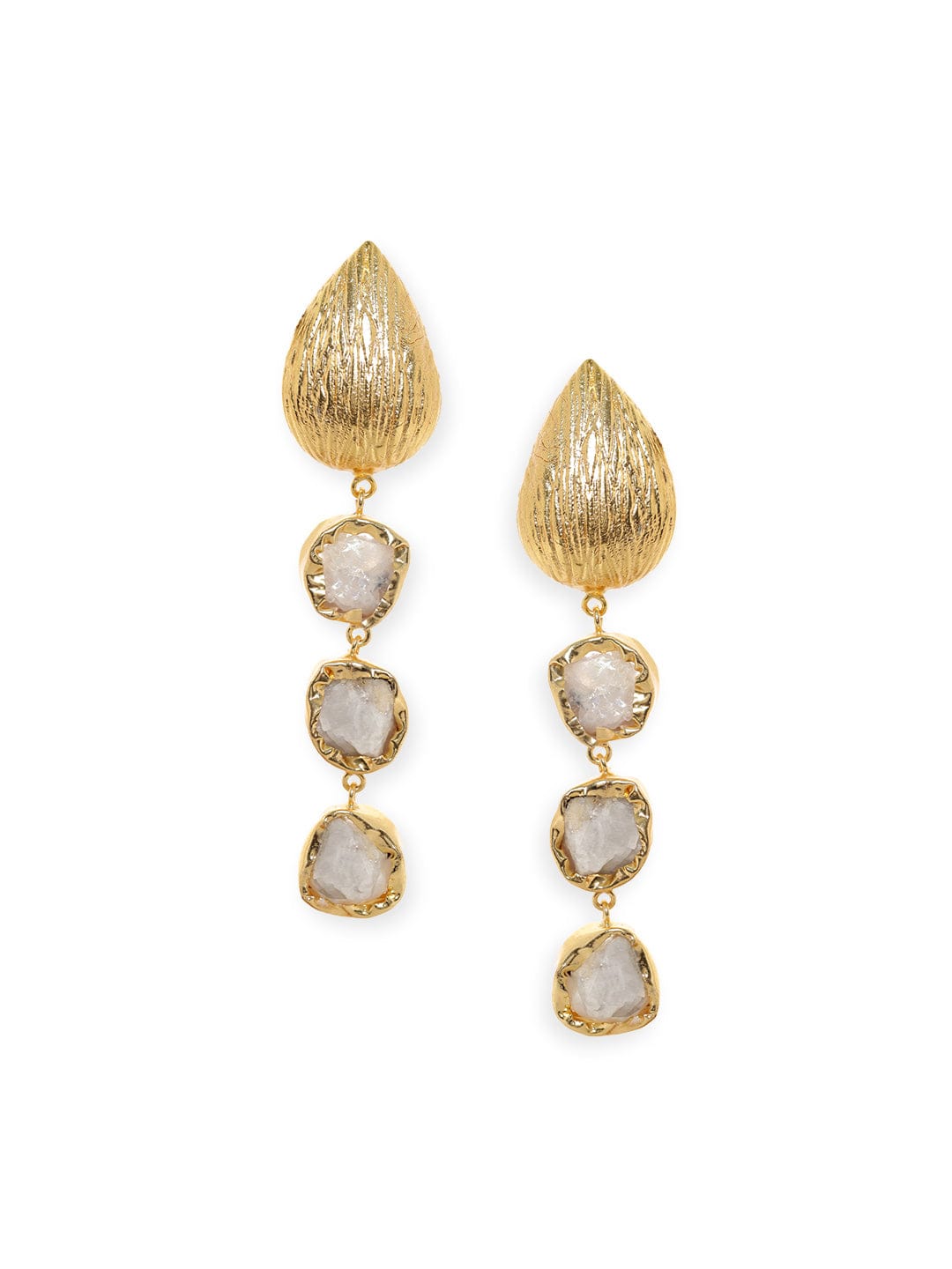 Rubans 18K Gold plated uncut semi precious gems studded handcrafted statement Dangle earrings Earrings