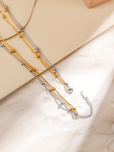Rubans 18K Gold & Rhodium-Plated StainlessSteel TarnishFree Waterproof MultiLayer Necklace Necklace & Chains